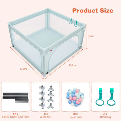 Costway Baby Playpen Indoor Outdoor Kids Activity Center Safety Gates w/ Ocean Balls