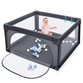 Costway Baby Playpen Portable Kids Safety Infant Activity Center W/ 50 PCS Ocean Balls