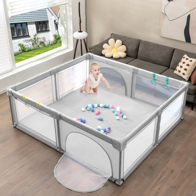 Costway Baby Playpen Portable Large Safety Infant Activity Center W/ 50 PCS Ocean Balls