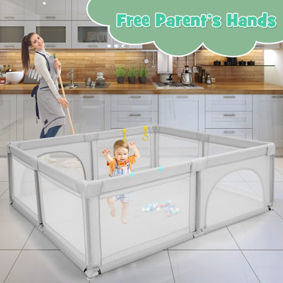Costway Baby Playpen Portable Large Safety Infant Activity Center W/ 50 PCS Ocean Balls - 4