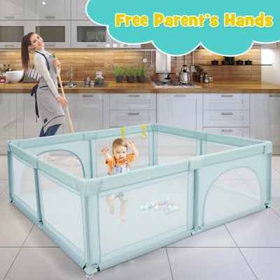 Costway Baby Playpen Portable Large Safety Infant Activity Center W/ 50 PCS Ocean Balls