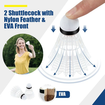 COSTWAY Badminton Racket Set Backyard Adjustable Badminton Net Set-Black