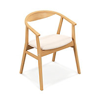 Costway Bamboo Accent Chair Dining Chair with Soft Padded Seat Cushion Armchair Natural