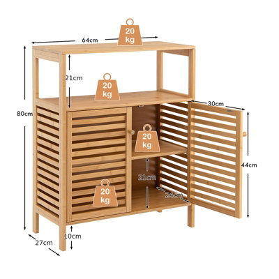 Tilt Out Trash Bin Cabinet with 2 Drawers & Bamboo Cutting Board - Costway