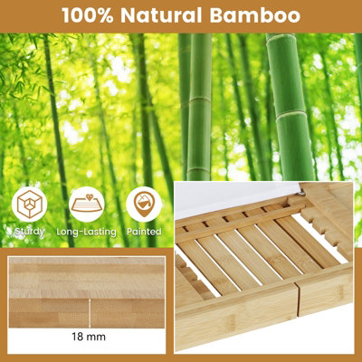 Costway Bamboo Bathtub Caddy Tray Expandable Bath Caddy Organizer w/ Book Stand - 5