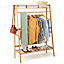 Costway Bamboo Clothes Rail Stand Freestanding Garment Rack w/ Top Shelf Shoe Rack & 2 Hooks