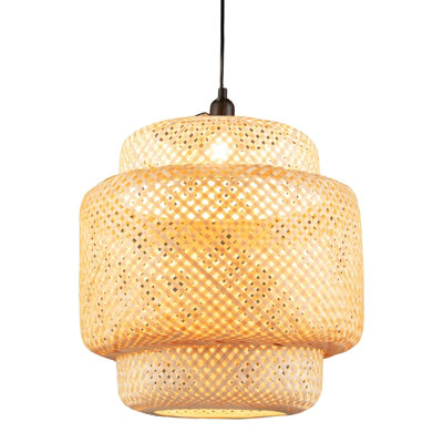 Costway Bamboo Pendant Light Natural Hand-woven Hanging Ceiling Light Chandelier