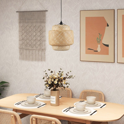 Costway Bamboo Pendant Light Natural Hand-woven Hanging Ceiling Light Chandelier - 3