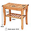Costway Bamboo Shower Bench Seat with Storage Shelf Waterproof Shower Spa Chair Seat
