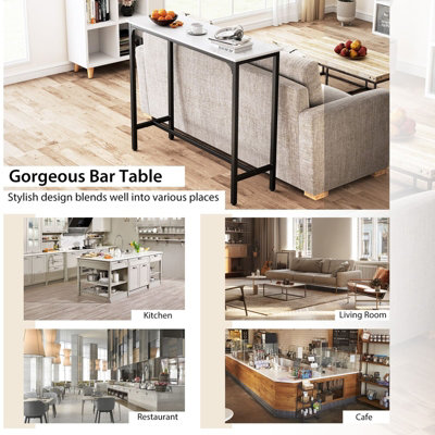COSTWAY Bar Table 120 x 40 x 101cm Sofa Console Table with Footrest-White