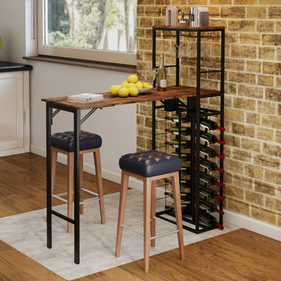 COSTWAY Bar Table with Foldable Tabletop Tall Kitchen Island Table with ...