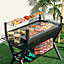 Costway Barbecue Charcoal Grills Stainless Steel Camping BBQ Grill w/ Wind Guard