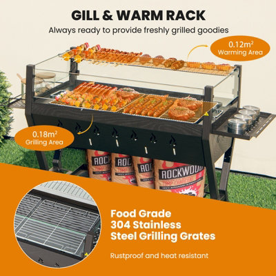 Costway Barbecue Charcoal Grills Stainless Steel Camping BBQ Grill w/ Wind Guard - 7