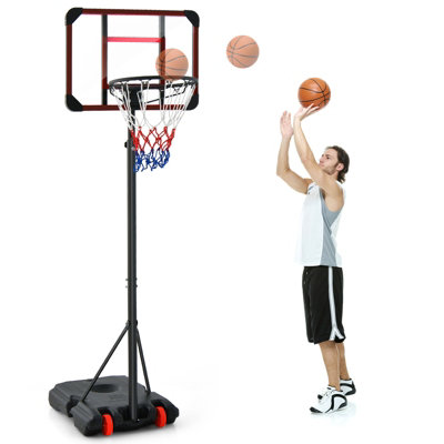 Costway Basketball Backborad Hoop Net Set 193-248cm Adjust Basketball Goal System