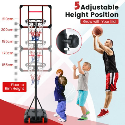 Costway Basketball Backborad Hoop Net Set 193-248cm Adjust Basketball Goal System - 5