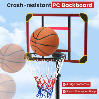 Costway Basketball Backborad Hoop Net Set 193-248cm Adjust Basketball Goal System - 7
