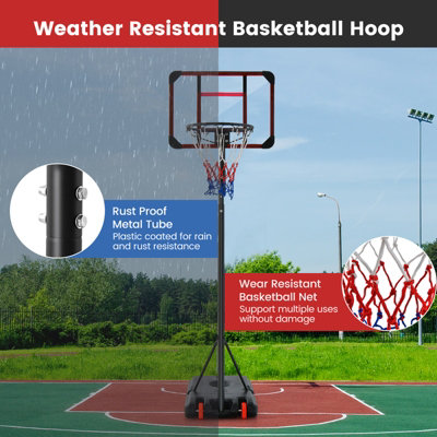 Costway Basketball Backborad Hoop Net Set 193-248cm Adjust Basketball Goal System - 8