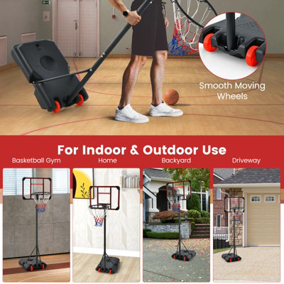 Costway Basketball Backborad Hoop Net Set 193-248cm Adjust Basketball Goal System - 9