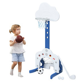 Costway Basketball Hoop Set 3 in 1 Sports Activity Center with Basketball Football & Golf