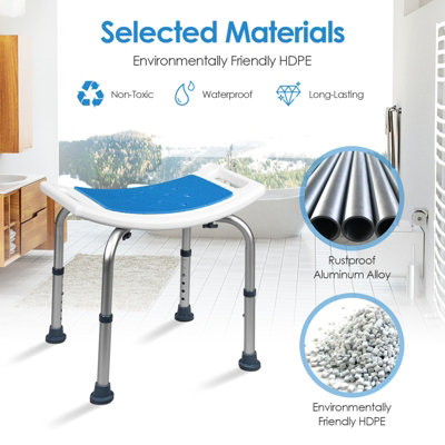 Costway Bath Chair Height Adjustable Padded Tub Shower Bench Seat Portable Bathroom Stool - 4