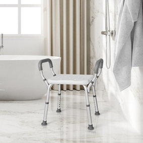 Costway Bath Chair Shower Bench Height Adjustable Shower Seat Bathroom Bathtub Stool