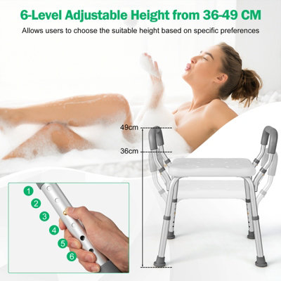 Costway Bath Chair Shower Bench Height Adjustable Shower Seat Bathroom Bathtub Stool - 7