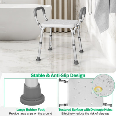 Costway Bath Chair Shower Bench Height Adjustable Shower Seat Bathroom Bathtub Stool - 4