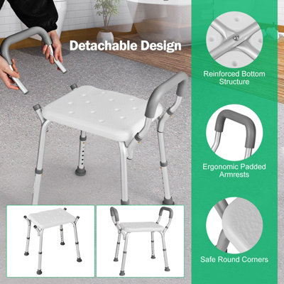 Costway Bath Chair Shower Bench Height Adjustable Shower Seat Bathroom Bathtub Stool - 5