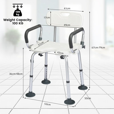 Costway Bath Seat Shower Stool Bathing Chair Safety Adjustable Height