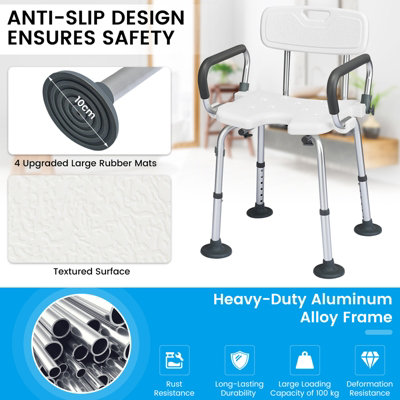 Costway Bath Seat Shower Stool Bathing Chair Safety Adjustable Height - 6