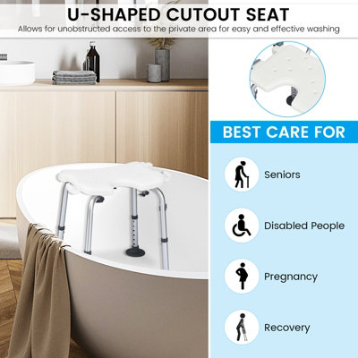 Costway Bath Seat Shower Stool Bathing Chair Safety Adjustable Height - 9
