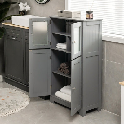 Costway Bathroom Floor Cabinet Freestanding Storage Cupboard W/ 2 ...