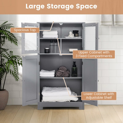 Costway Bathroom Floor Cabinet Freestanding Storage Cupboard W/ 2 ...