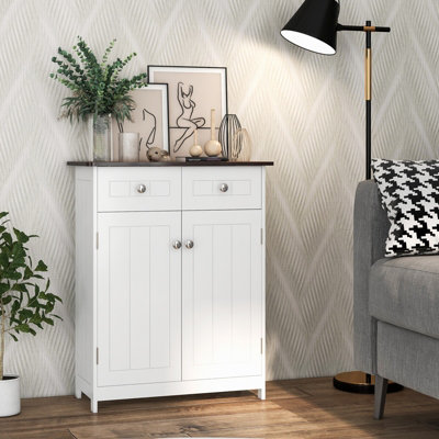 Costway Bathroom Floor Cabinet Storage Cupboard Organizer W/ Adjustable Shelf & 2 Drawers Price Comparisons | Compare The Build