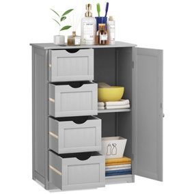 Costway Bathroom Floor Cabinet Storage Cupboard Organizer W/Adjustable Shelf & 4 Drawers