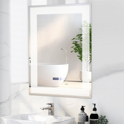 Costway Bathroom Led Vanity Mirror Dimmable Vanity Wall Mirror w/3 Colors Lights
