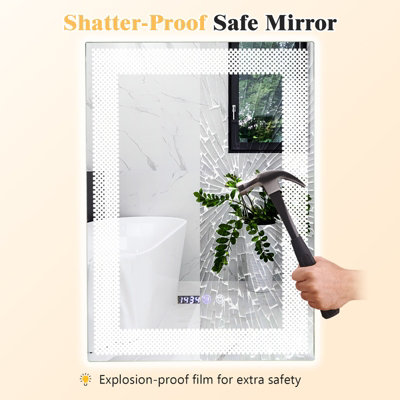 Costway Bathroom Led Vanity Mirror Dimmable Vanity Wall Mirror w/3 ...