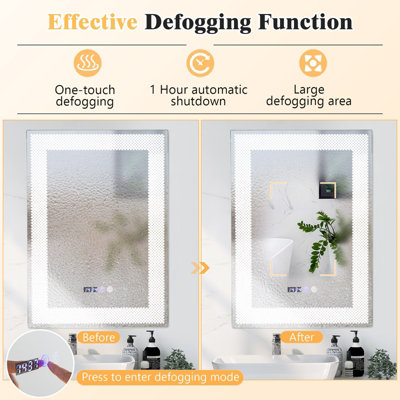 Costway Bathroom Led Vanity Mirror Dimmable Vanity Wall Mirror w/3 ...