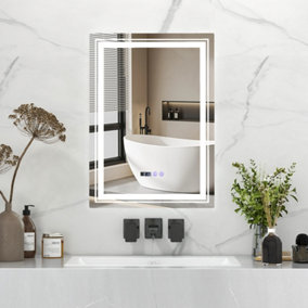 Costway Bathroom Led Vanity Mirror Dimmable Vanity Wall Mirror with 3 Colors 3000-6500K Anti-Fog