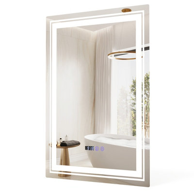 Costway Bathroom Led Vanity Mirror Dimmable Vanity Wall Mirror with 3 ...