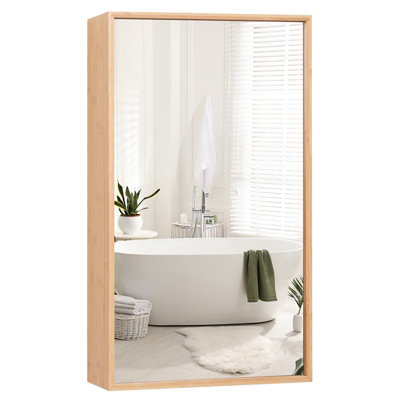 Fresh Look at Costway Bathroom Medicine Cabinet Wall Mounted Single Bamboo Cabinet W