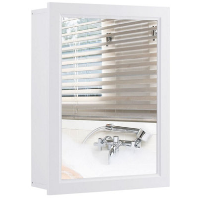 COSTWAY Bathroom Mirror Cabinet Wall Mounted Storage Cabinet White