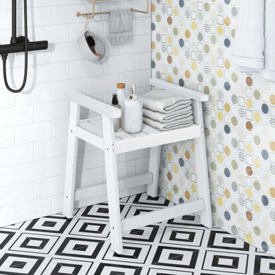 Costway Bathroom Shower Bench Spa Seat Bath Stool Waterproof Bench Chair W/ 2 Handrails Price Comparisons | Compare The Build