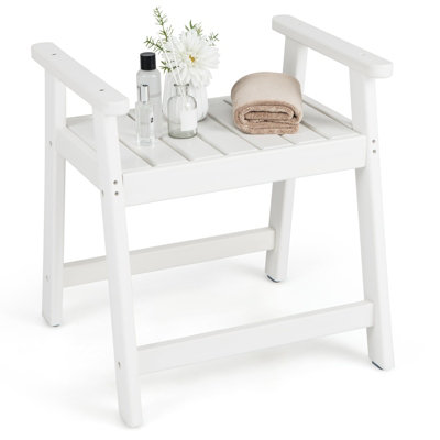Costway Bathroom Shower Bench Spa Seat Bath Stool Waterproof Bench Chair W/ 2 Handrails