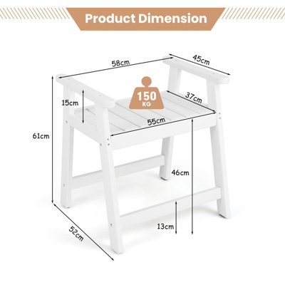 Costway Bathroom Shower Bench Spa Seat Bath Stool Waterproof Bench Chair W/ 2 Handrails - 3