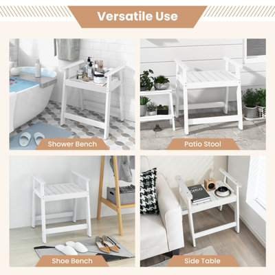 Costway Bathroom Shower Bench Spa Seat Bath Stool Waterproof Bench Chair W/ 2 Handrails - 6