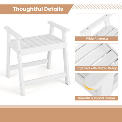 Costway Bathroom Shower Bench Spa Seat Bath Stool Waterproof Bench Chair W/ 2 Handrails - 8
