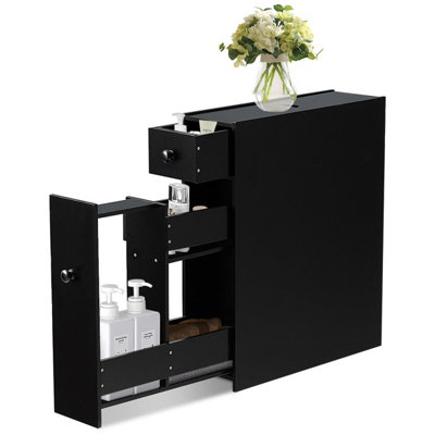 Costway Bathroom Slim Floor Cabinet Narrow Wooden Toilet Floor Cabinet w/ Drawers Price Comparisons | Compare The Build