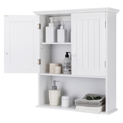 Costway Bathroom Storage Cabinet Wall Mounted Vanity Storage Cupboard w/ Adjustable Shelf