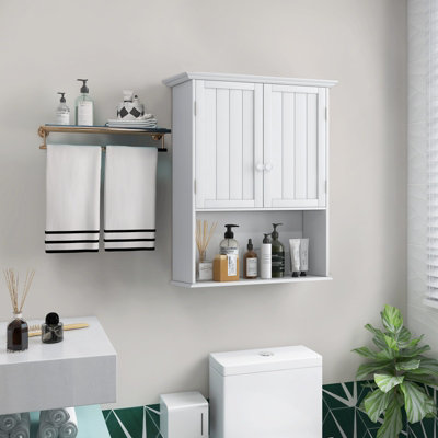 Costway Bathroom Storage Cabinet Wall Mounted Vanity Storage Cupboard w/ Adjustable Shelf